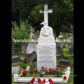 White marble slab cross tombstone for cemetery